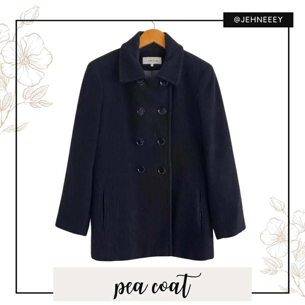 Calvin Klein Double Breasted Black Wool …